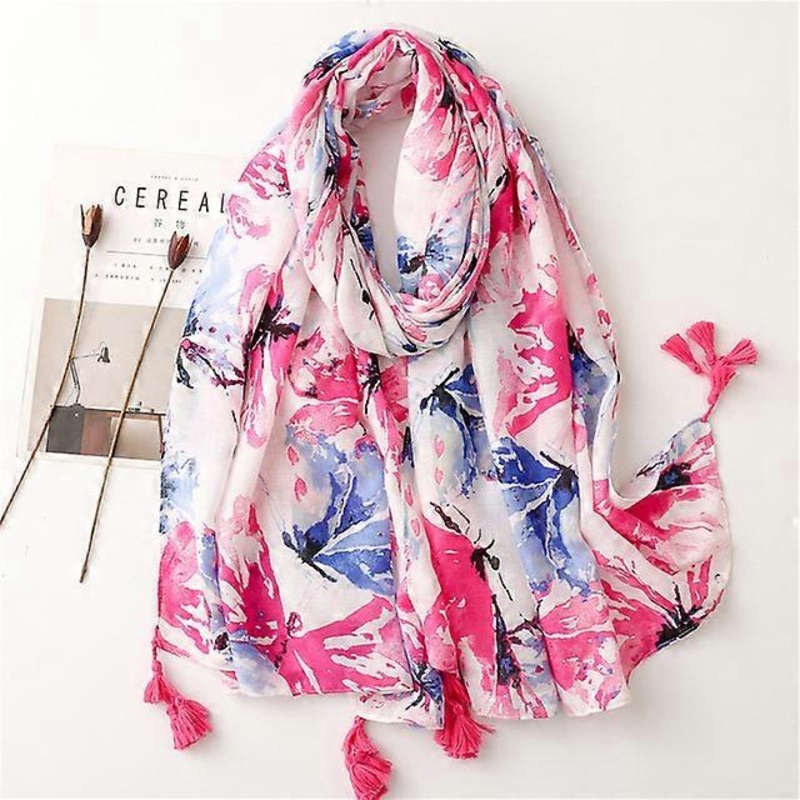New Arrival Women Hijabs Floral Printed Scarf Shawls With Tassels Fashion Muslim Large Size Head Wraps Turbans 1PC Retail | Fruugo SG