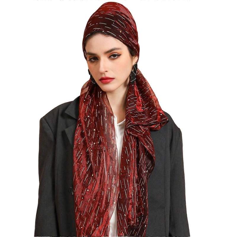 Quick Draping Malaysia Turban Scarf Hijab Muslims Headscarf Large Neckerchief for Daily Commute and Religious Activities  Burgundy | Fruugo SG