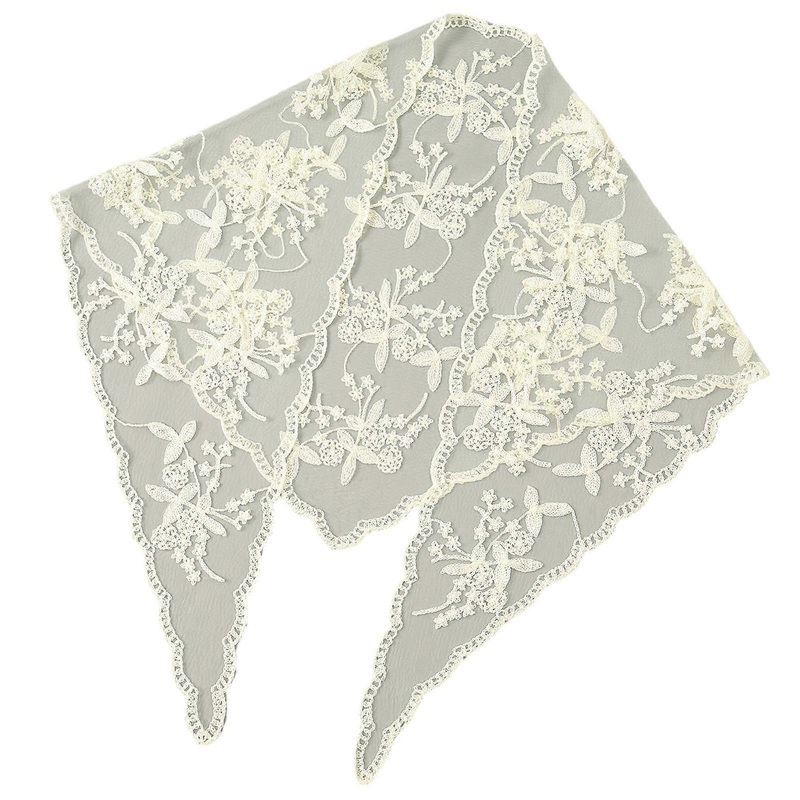 Summer Floral Embroidered Scarf Shawl Lightweight Breathable Polyester Blend Sun Protection Accessory for Women  cream colored | Fruugo SG