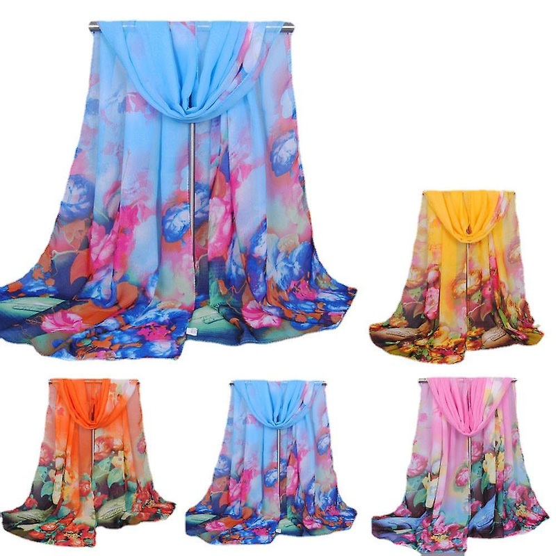 Women Print Chiffon Georgette Scarf Bandana Luxury Elegant Fashion Long Soft Shawl Wrap Hijab Summer Sun Protection Scarves | Fruugo SG