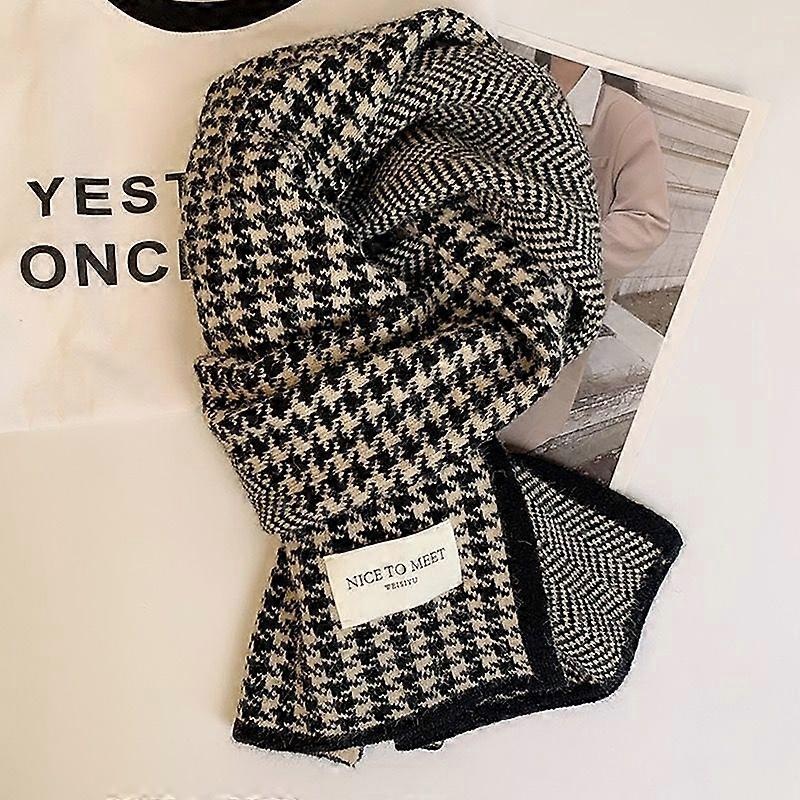 Women’s Thousand Bird Checker Knitted Scarf For Autumn And Winter Warmth Scarf | Fruugo SG