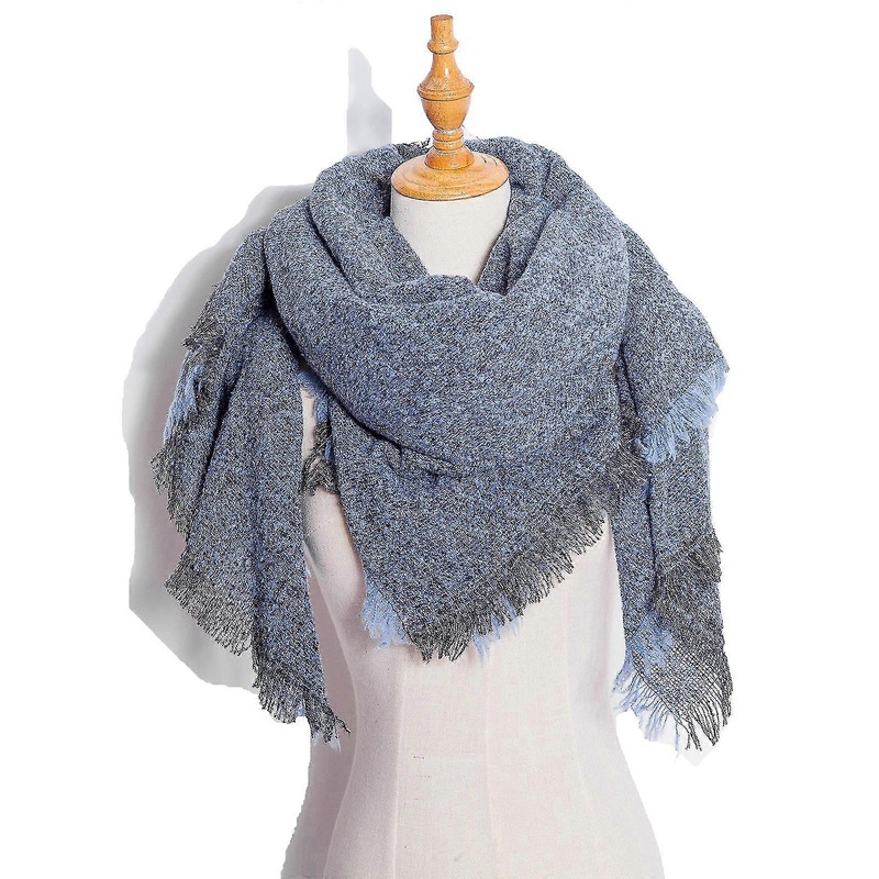 women’s warm solid color knitted cashmere shawl scarf | Fruugo SG