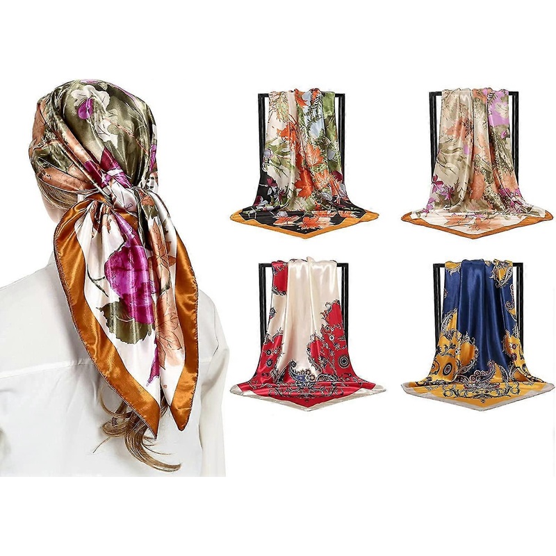 4pcs Head Scarf Like Silk Satin Hair Olaof Scarf For Women Sleeping Square Designer Bandana Olaof Scarf | Fruugo SG