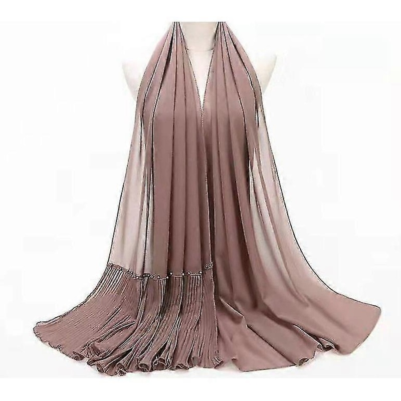 75*180cm Pearl Chiffon Shawl Islamic Women Headdress Pleated Crinkle Hijab Femme | Fruugo SG