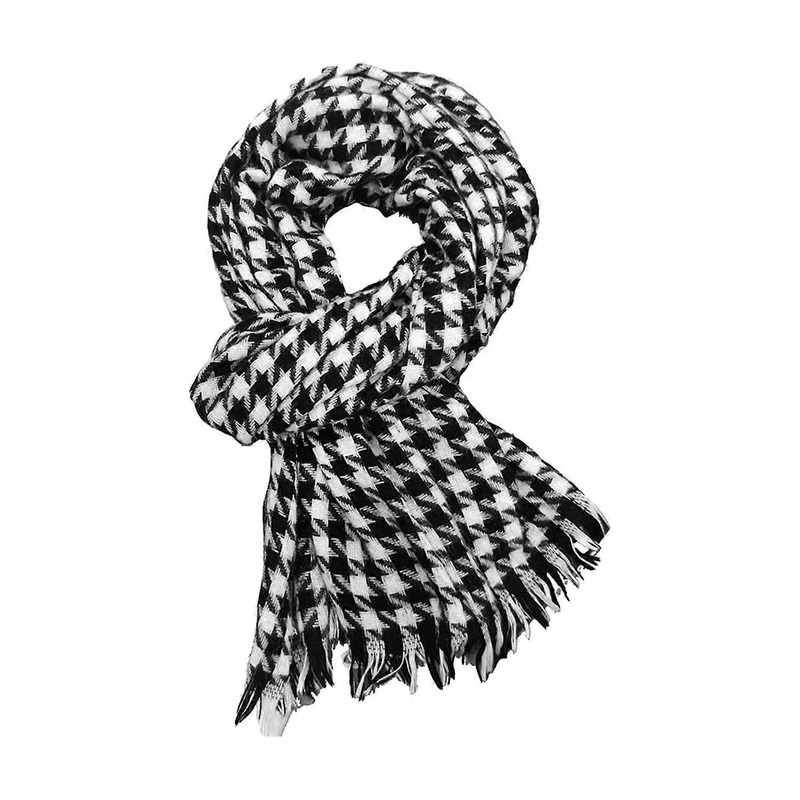Autumn Winter Scarf Women Black White Plaid Print Scarf Tassel Trim Thick Warm Shawl Versatile Long | Fruugo SG