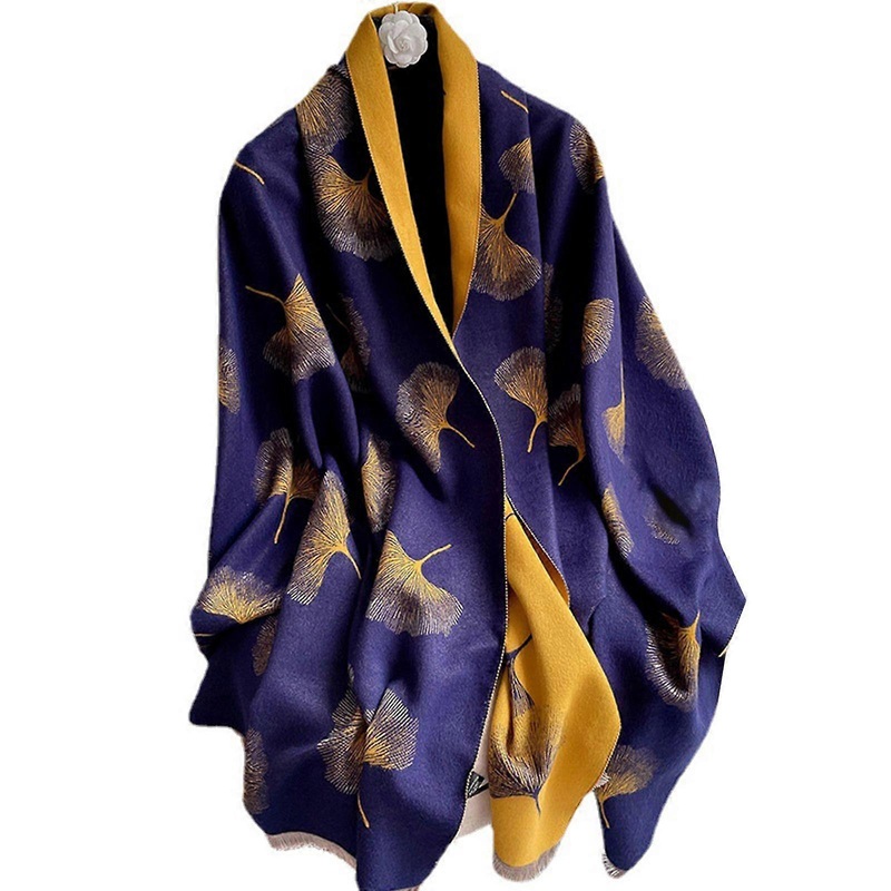 Fashion Scarf Women Luxury Winter Leaves Pattern Warm Knitted Neckerchief Simple Women Winter Shopping Outdoor Scarf  Blue | Fruugo SG