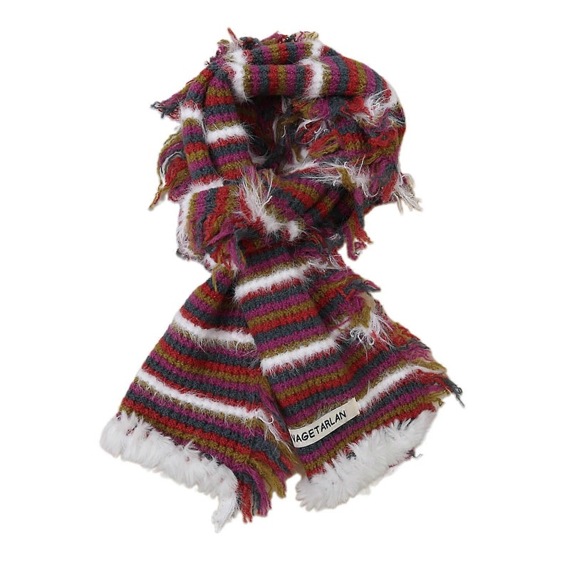 Fringed Edges Scarf for Women Winter Thick Scarf Female Camping Shopping Scarf Teenagers Decorative Striped Scarves  Tachibana purple | Fruugo SG