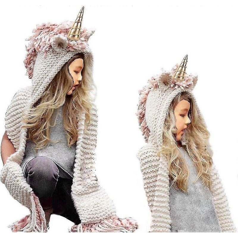 Girls Hoodie Hat Scarf, Sevenpanda Unicorn Tassel Wool Winter Fall Knitted Shawl Acsergery Gift | Fruugo SG