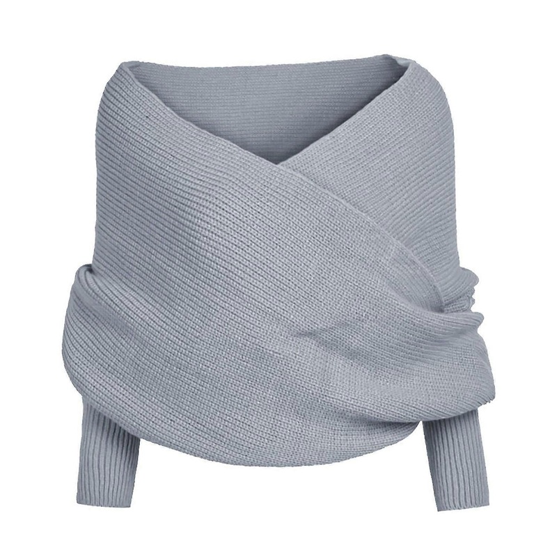 Knitted Scarf with Sleeves Off Shoulder Solid Color Sexy Sweater Wrap Shawl Scarf Fall Winter Warm | Fruugo SG