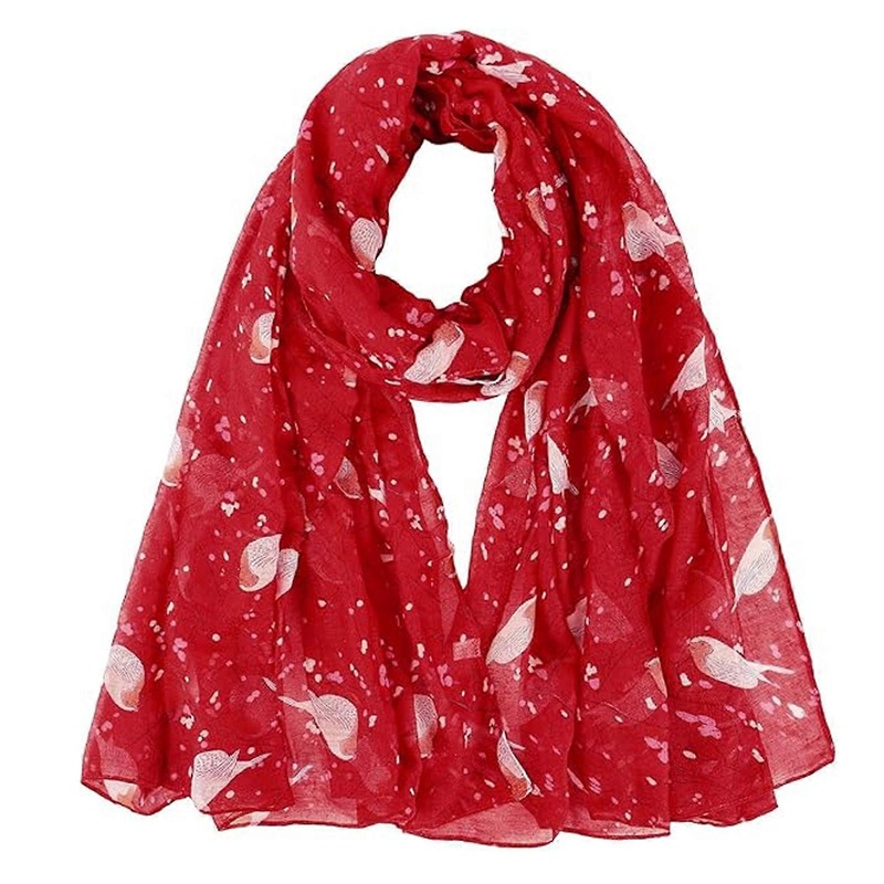 Ladies Red Long Scarves Shawl, Elegant Temperament, Fashionable Simplicity, Chiffon Wraps, Lightweight Floral Printed Sheer Robin Shawls, for | Fruugo SG