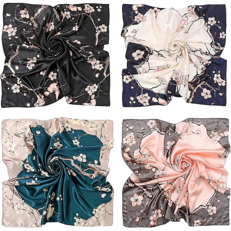 Ladies Satin Square Olaof Scarf Mixed Design Printed Women Neck Silk Scarves Large Size Gift Fashion Soft Smooth 35.435.4(90cm90cm) | Fruugo SG