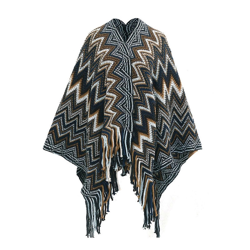 Large Warm Shawl Wrap Open Front Tassels Winter Accessory Casual Crop Tassels Thick Oversized Shawl for Ladies  Blue | Fruugo SG