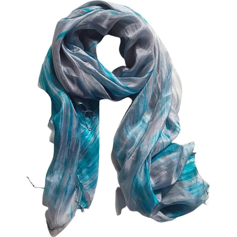 Light Turquoise Blue Olaof Scarf 100% Pure Silk Scarf Woman’s Scarves Shawl Wrap Hand Painted Green Mix Silk Scarf Handmade | Fruugo SG