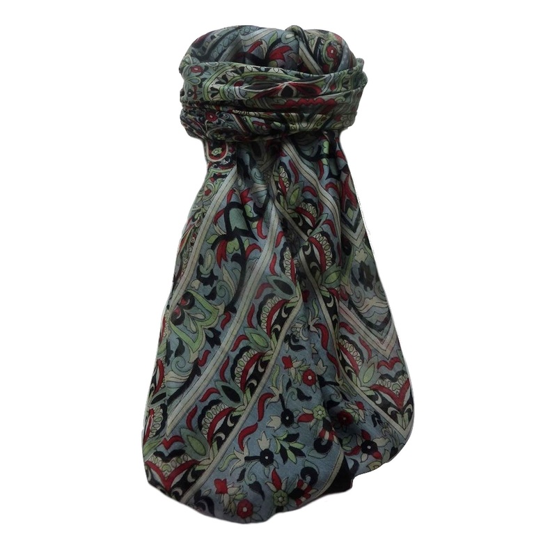 Mulberry Silk Traditional Square Scarf Geetha Black by Pashmina & Silk | Fruugo SG