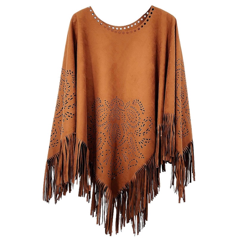 Tasseled Shawl Poncho Wrap for Women Oversized Winter Sweater Decoration Classical Tasseled Poncho Shawl Wrap  Dark Brown | Fruugo SG