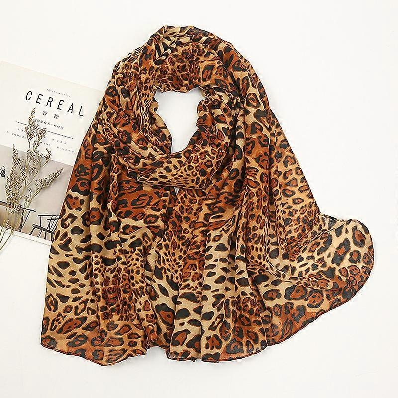 Vintage leopard print long silk scarf Cotton and linen headscarf sun protection and windproof warm scarf shawl | Fruugo SG