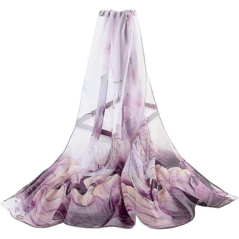 Women Lightweight Chiffon Neck Scarf With Lotus Flower Pattern By Signare | Fruugo SG