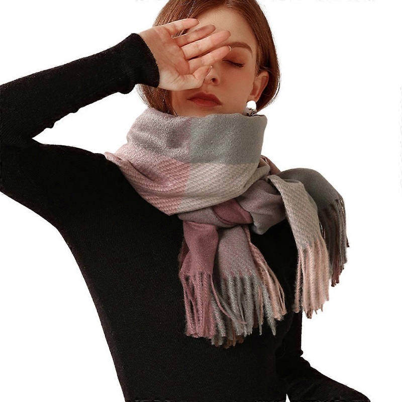 Women’s long plaid blanket thick oversized winter/fall warm scarf large tartan scarves wrap shawl cashmere feel neck scarf winter plaid scarf | Fruugo SG