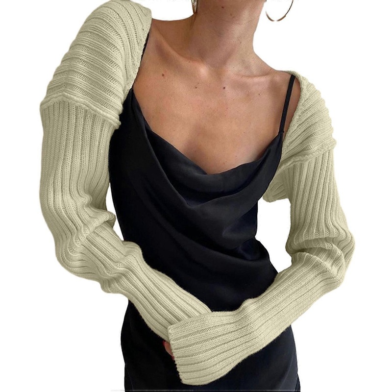 Women Sweater Shawl Long Sleeve Solid Color Autumn Winter Knitting Shawl Extra Short Breathable | Fruugo SG