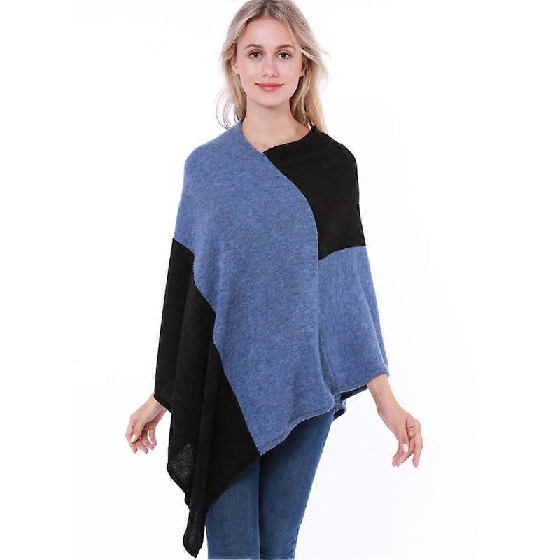 Color Block Pullover Poncho Pashmina Shawl Wrap Loose Sweater Coat for Lady | Fruugo SG