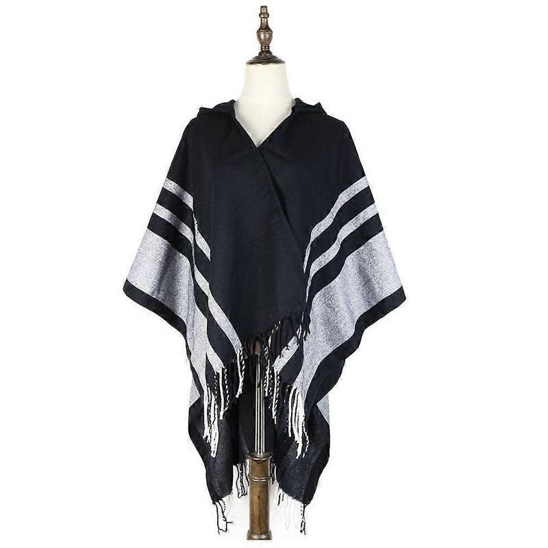 Hooded Warm Shawl Scarf Open Front Poncho Winter Cardigant with Tassel for Lady | Fruugo SG
