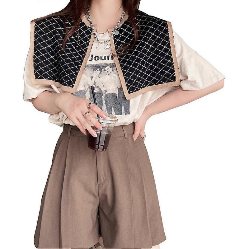 Houndstooth Shawls Short Summer Poncho Short Sleeveless Jacket for Lady | Fruugo SG