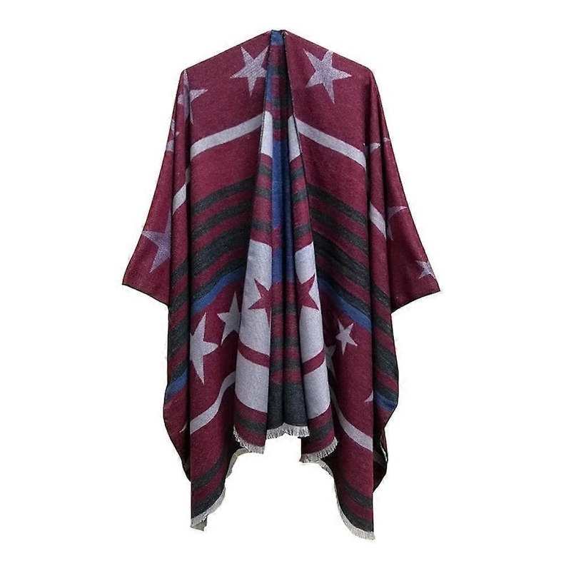 Jacquard Weave Shawl Scarf Open Front Poncho Winter Cardigant Blanket with Tassel for Lady | Fruugo SG