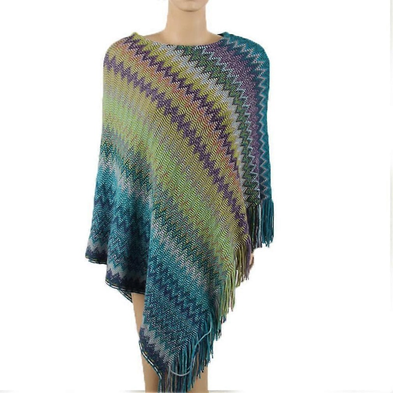 Knitting Pullover Poncho with Tassel Crochet Loose Cape Autumn Winter Shawl for Lady | Fruugo SG