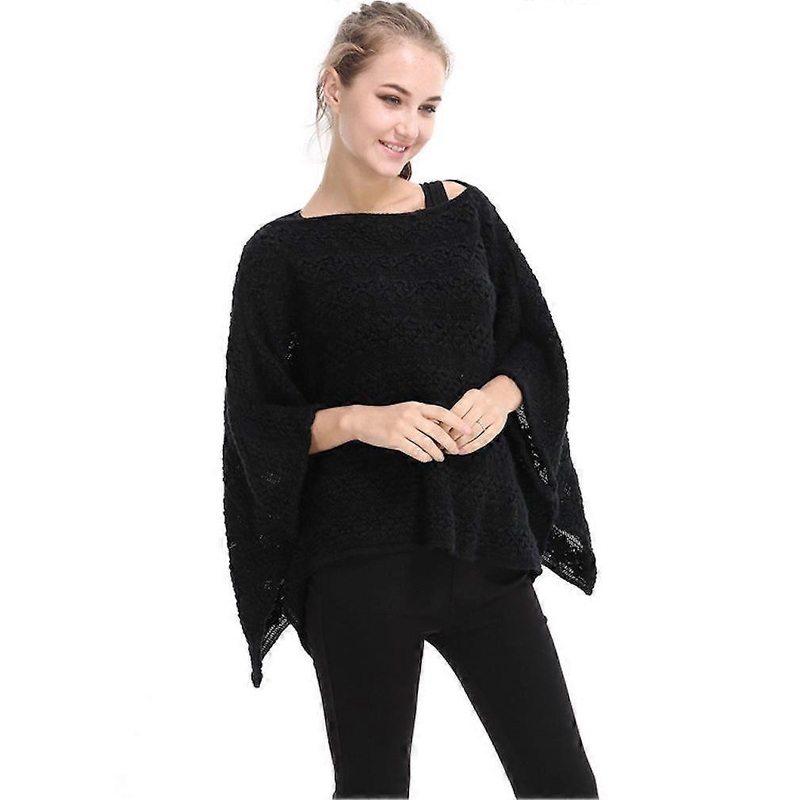 Loose Poncho Pullover Shawl Batwing Blouse Knitting Coat for Lady | Fruugo SG