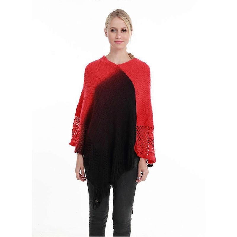 Loose Shawl Wrap Hollow-Out Pullover Poncho with Tassel for Lady | Fruugo SG