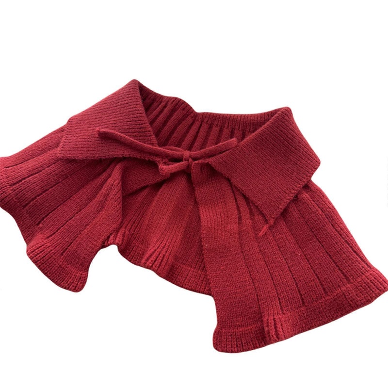 Solid Color Knitted Shawl for Baby Girls, Soft & Comfortable Warm Strap Tied False Collar Children Removable Collar  Red | Fruugo SG