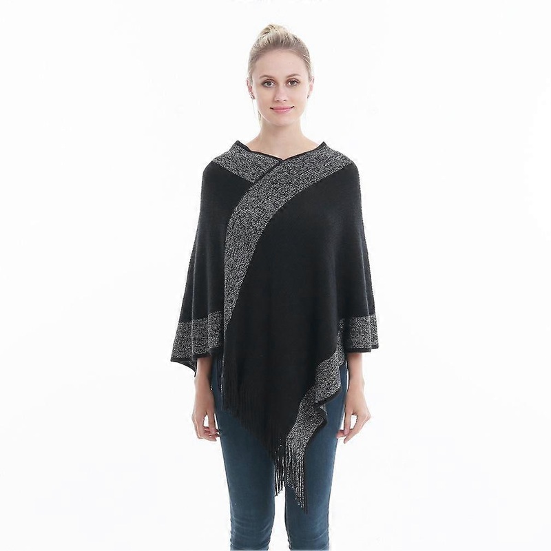 Thicken Poncho Pullover Shawl with Tassel Loose Cape for Lady | Fruugo SG
