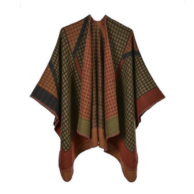 Warm Winter Plaid Shawl Wrap Open Front Poncho Cashmere Feel Cape for Women | Fruugo SG