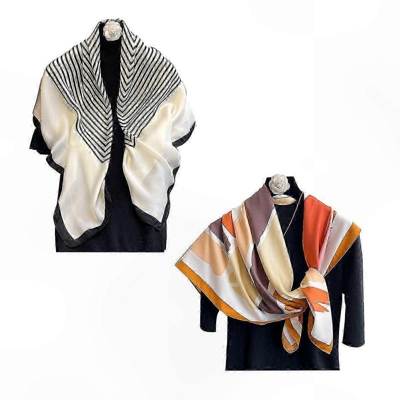 2-Pack Satin Square Scarves, 90x90cm Soft Silk-Touch Bandanas for Stylish Looks | Fruugo SG