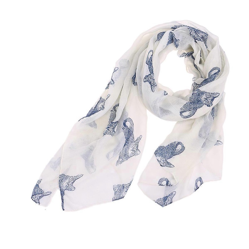 Cute Scarf For Women Yarn Kitten Printed Silk Winter Sunscreen Small Cat Pattern White 180X90CM present 1Pcs | Fruugo SG