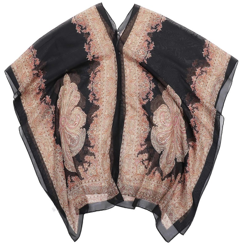 Ladies Neck Scarves Women Casual Scarf Black Chiffon Uv Protection Rectangular 1Set | Fruugo SG