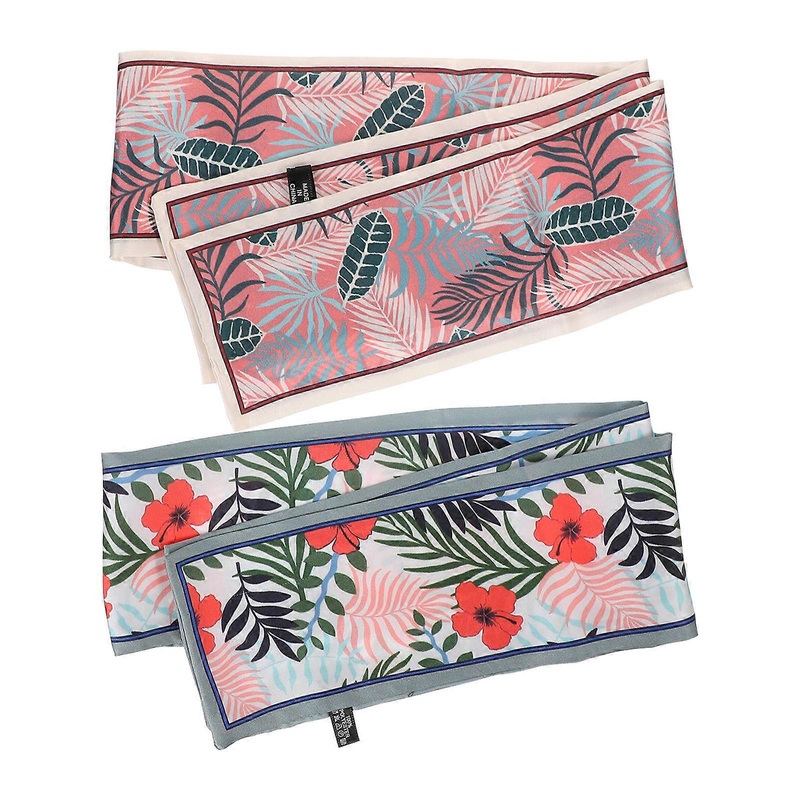 Neck Scarves Imitation Silk Versatile Flower Printing Small Scarf Women Summer Beach Holiday 96x9cm Decoration 2Pcs | Fruugo SG