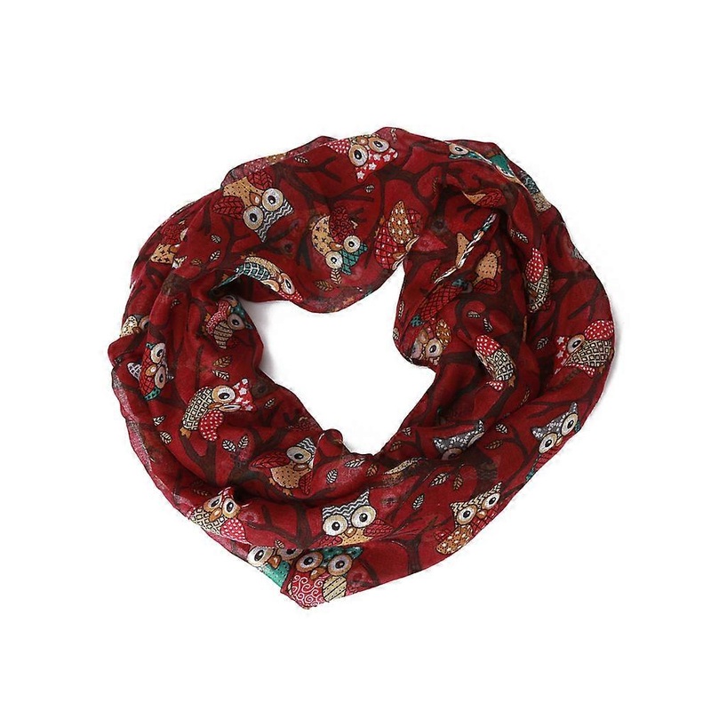 Owl Pattern Scarf Elegant Warm Wrap Shawl For Women Ladies Wine Red 50-180cm Lightweight Comfort 1Pcs | Fruugo SG