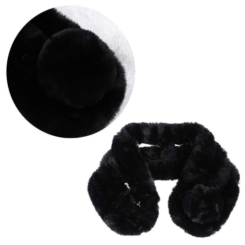 Plush Scarf For Women Girls In Black Ideal For Evening Party Offering Warm Keeping 1Set | Fruugo SG