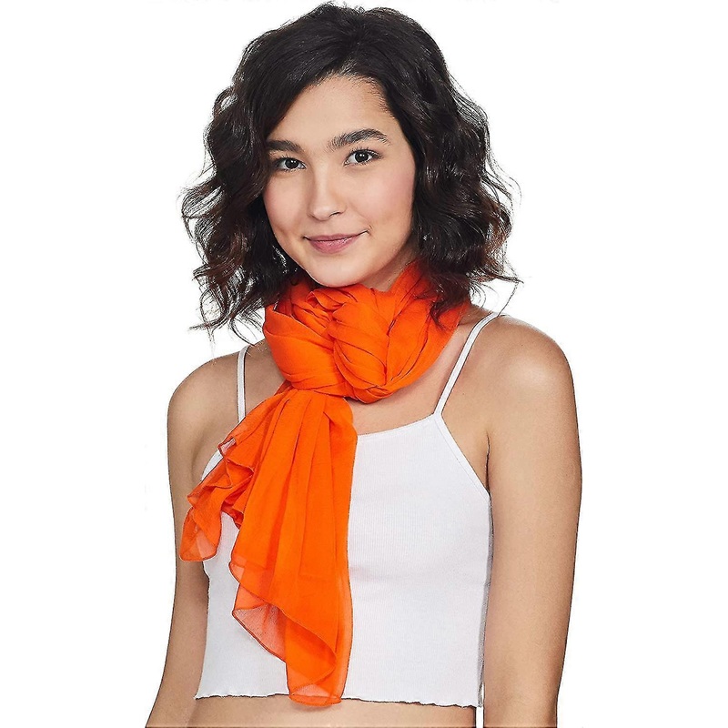 Chiffon Scarf Lightweight Soft Sheer Long Head Wrap Solid All Season Orange 36 X 72 | Fruugo SG
