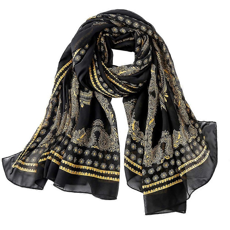 Elegant Scarves For Women Chiffon Shawl Neck Wrap Outdoor Use Warmth 150x50cm Black 1Set | Fruugo SG
