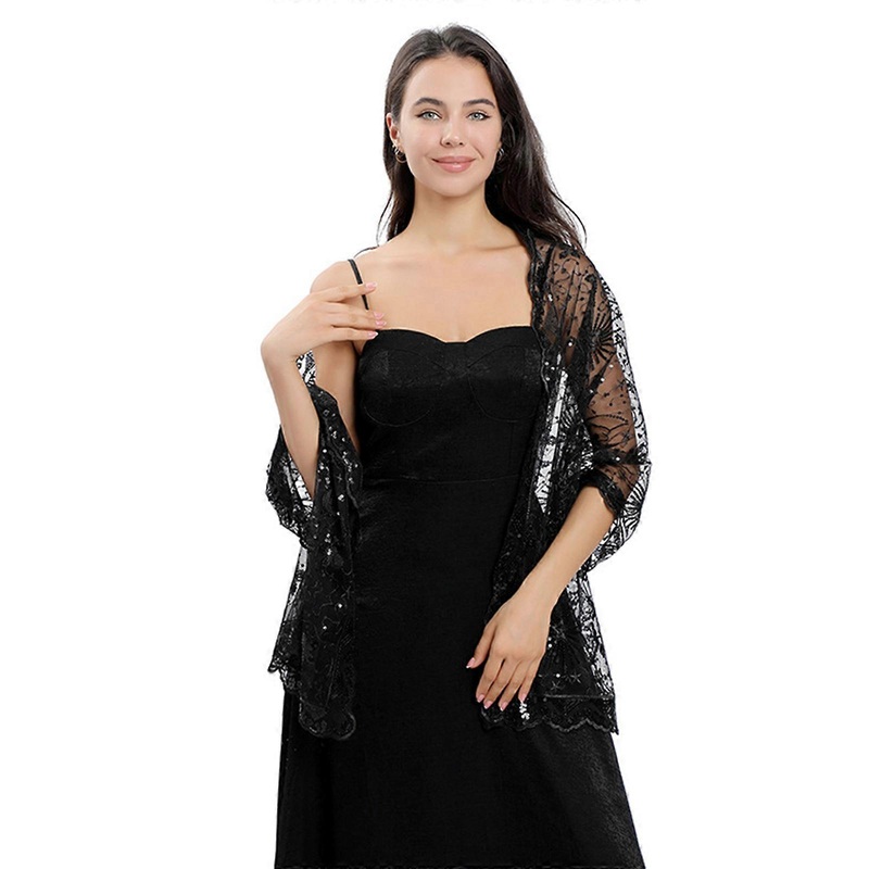 Embroidery Scarfs for Hot Summer Embroidery Shawl with Sequins Decor for Ladies Mother Wedding Party Sunproof Supplies  Black | Fruugo SG