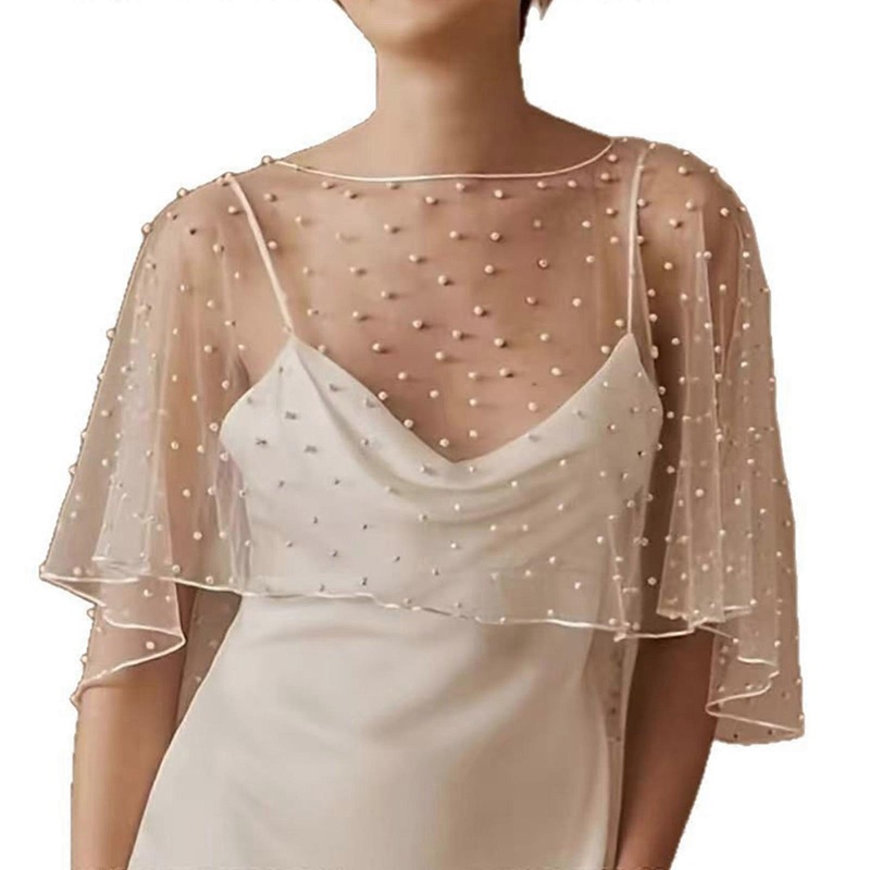 Graceful Sheer Lace Shawl Adorned with Pearls Designed for Bridesmaids and Formal Event Complements Any Dress Style | Fruugo SG