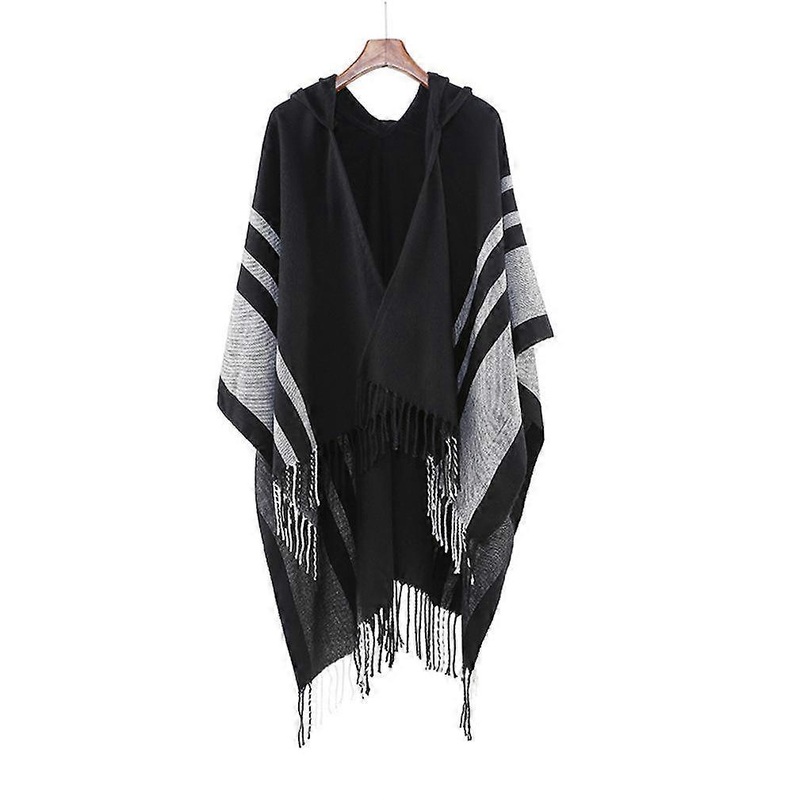 Hoodie Scarf Black Shawls Wrap Loose Cardigant for Lady | Fruugo SG