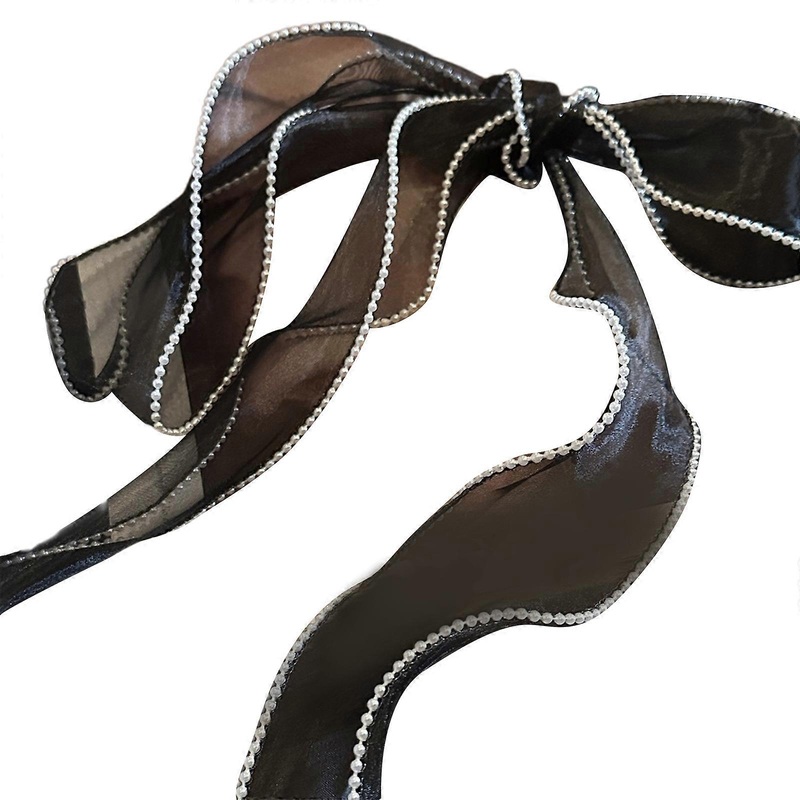 Lace Ribbon Hair Scarf for Women Hand Tied Neck Scarf French Style Neckwear for Women Party Hairband Fashion Neckwear  Black | Fruugo SG