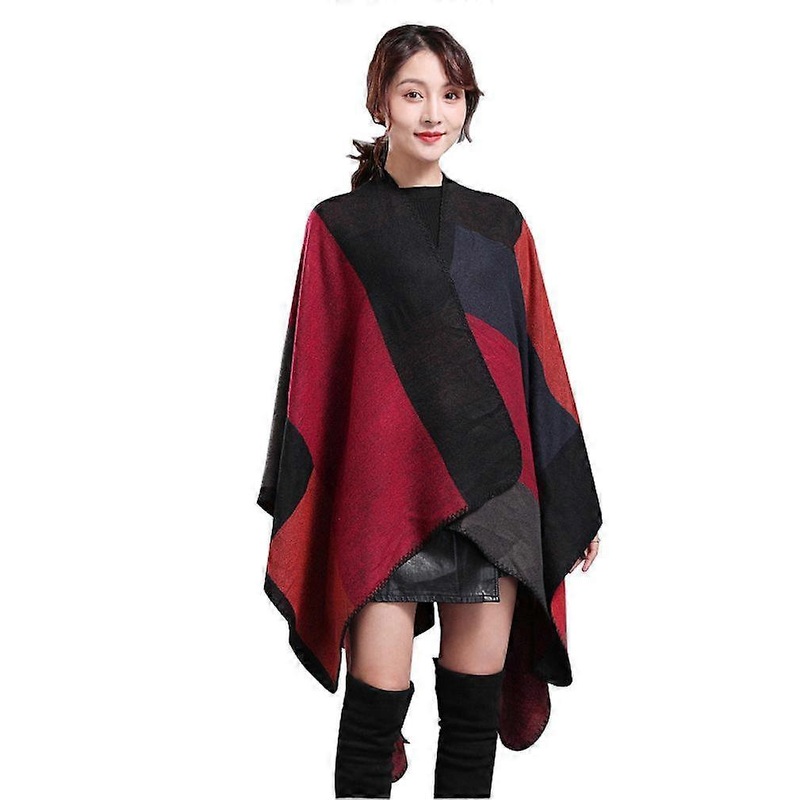 Plaid Pashmina Scarf Winter Shawl Warm Wrap Open Front Poncho for Lady | Fruugo SG