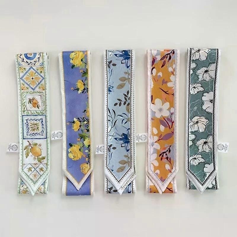 Scarf, 5pcs Soft Twill Satined Long Flower Design Ribbon for Fashionable Women | Fruugo SG