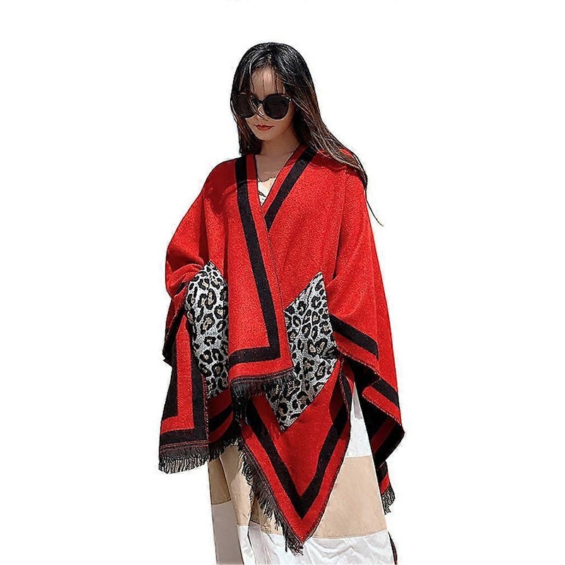 Warm Shawl Wrap Open Front Poncho Pashmina Scarf with Tassel for Lady | Fruugo SG