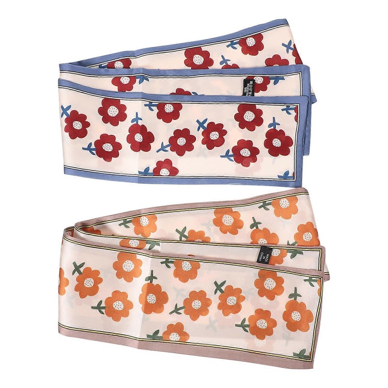Women’s Fashion Scarves Lightweight Imitation Silk Versatile Flower Printing Small Scarves Wine Red Flowers Work 2Pcs | Fruugo SG