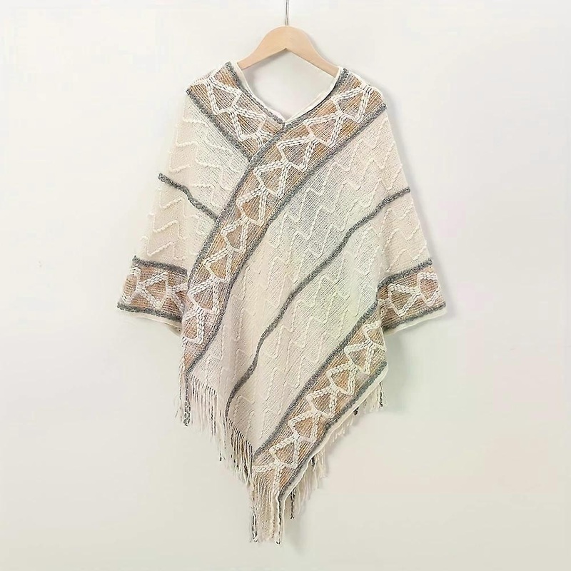 1pc CaerKaus Elegant Polyester Poncho for Women – Ethnic Style Woven Shawl, Versatile Retro Travel Cape, Windproof Sun-Proof Decorative Scarf | Fruugo SG